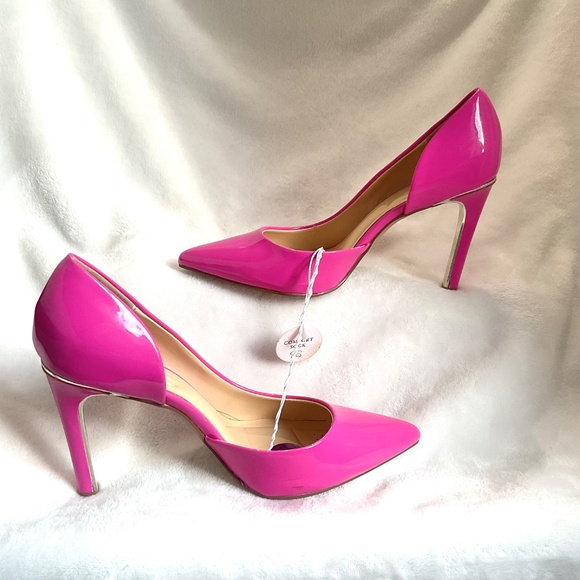 Hot Pink Patent D’Orsay Pointed Toe Heels Stiletto Barbiecore Sz 6.5 - Picture 2 of 15